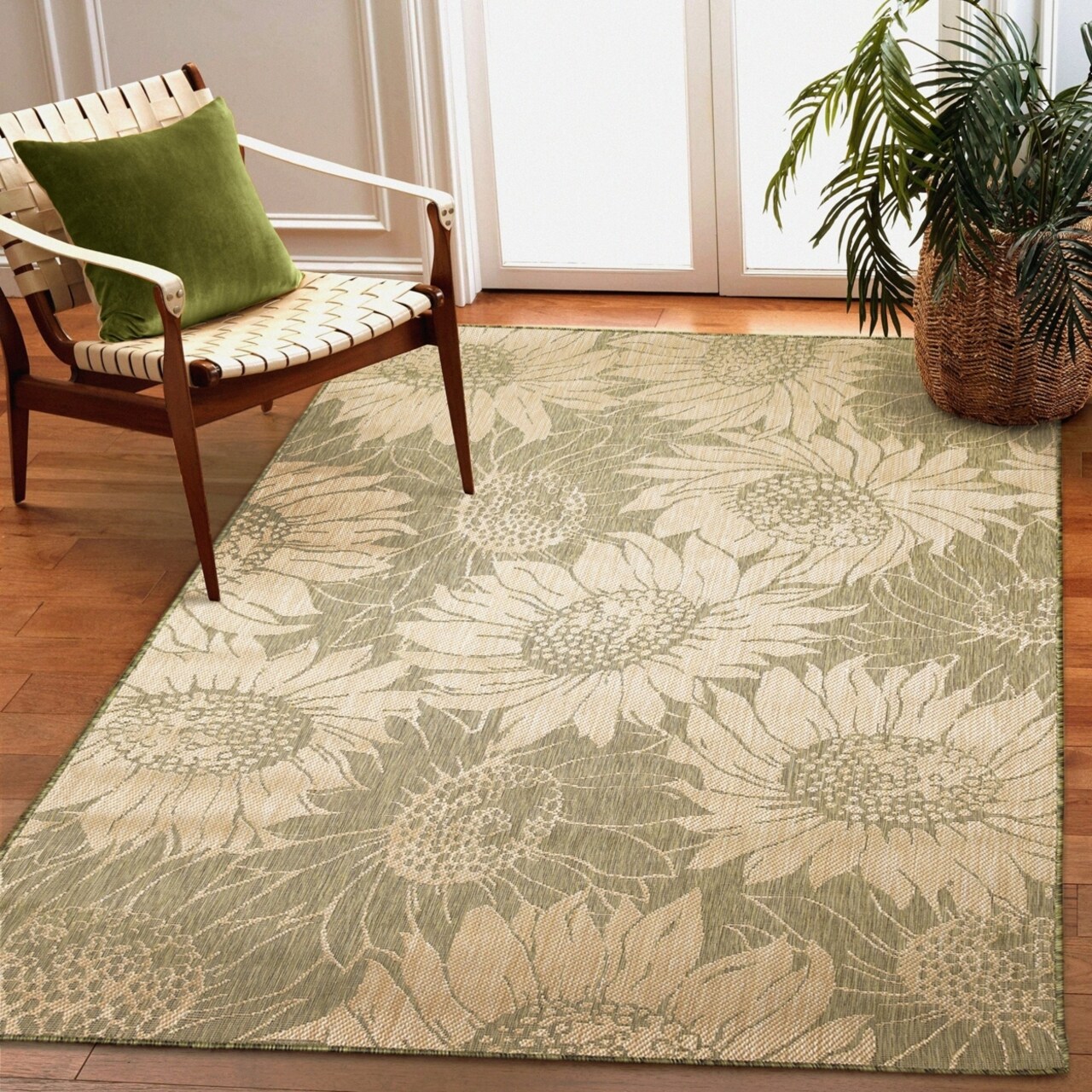 The Rug Department Liora Manne Carmel Sunflower Field Indoor Outdoor Area Rug Green